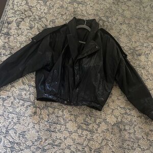 Vintage Fidelity Crackle Leather Bomber Jacket